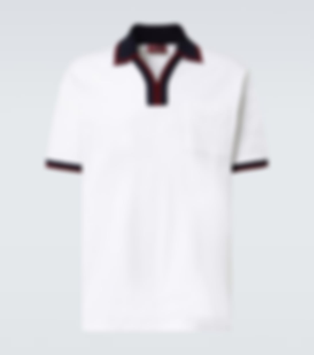 Contrast-Trim Johnny Collar Polo | White