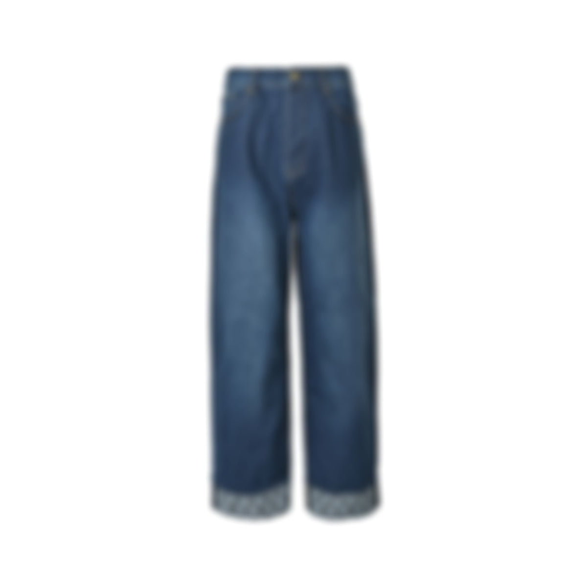 Monogram Cuff Wide-Leg Jeans