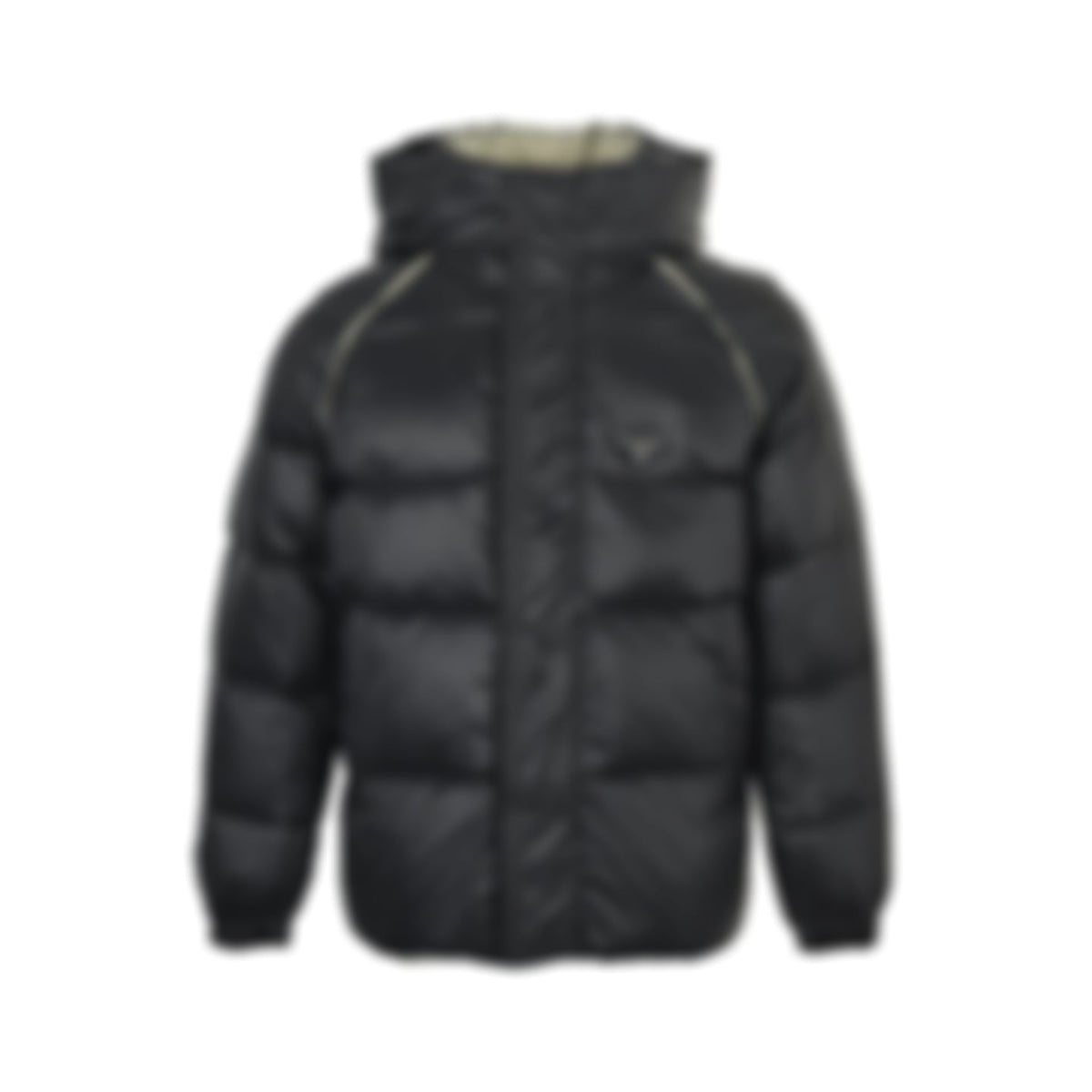 Contrast Piping Hooded Down Jacket | Black