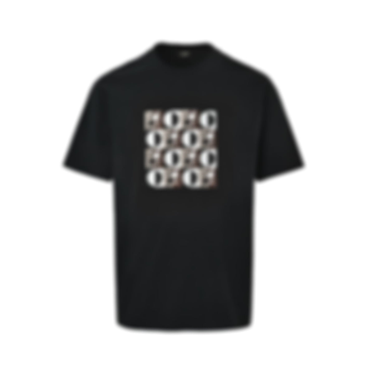 Geometric Embroidered Patch T-Shirt | Black