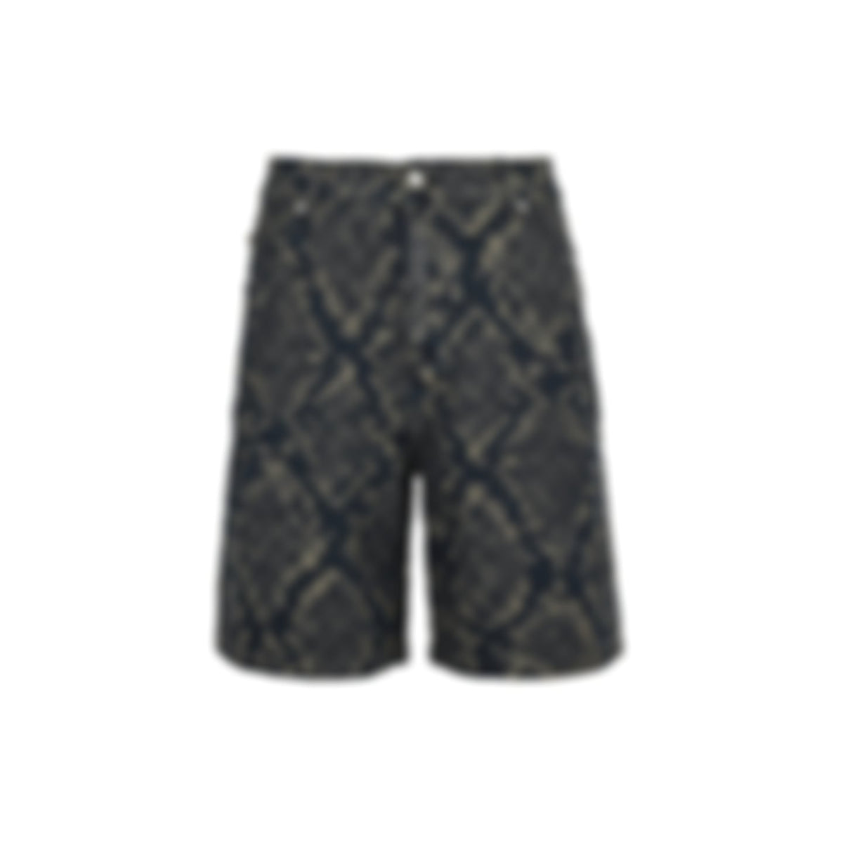 Pixelated Damier Denim Shorts | Indigo Blue