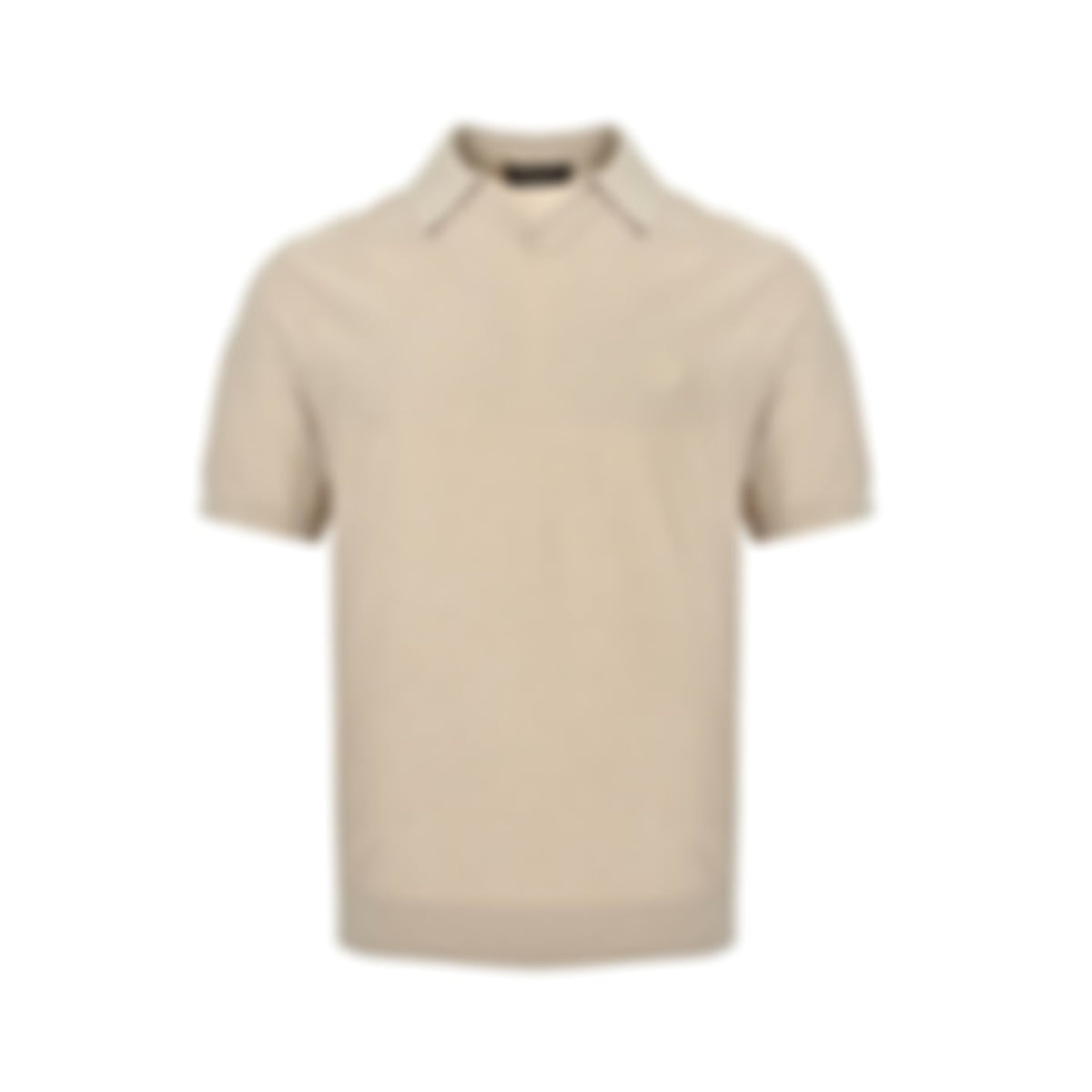 Textured Knit V-Neck Polo | Beige