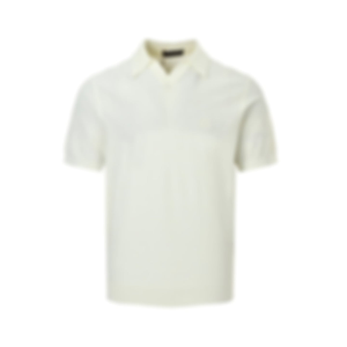 Textured Knit V-Neck Polo | White