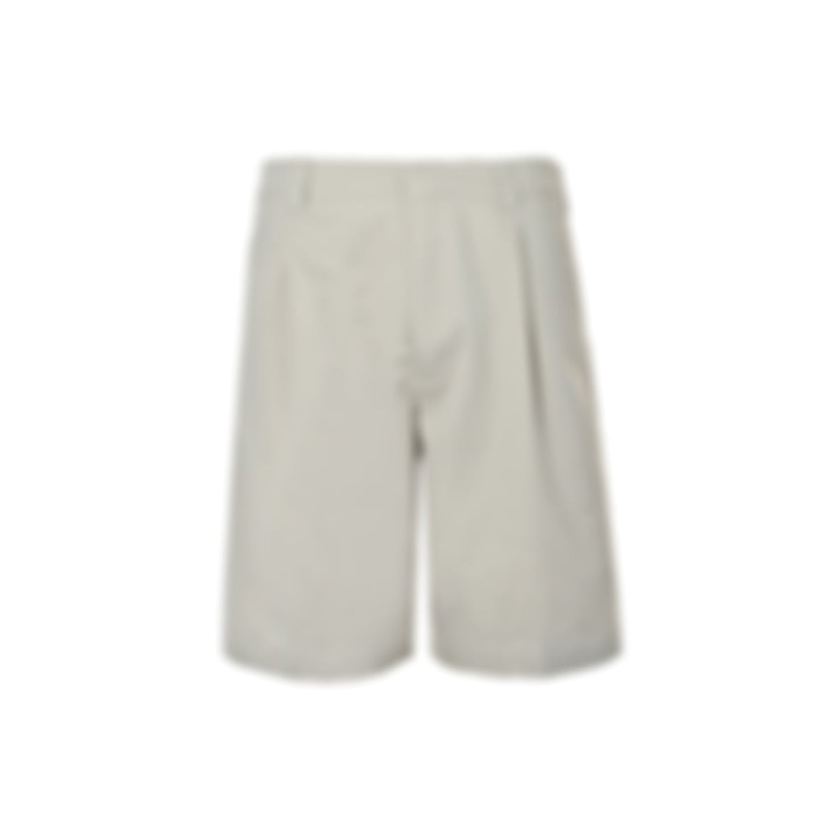 Pleated Cotton Bermuda Shorts | Beige