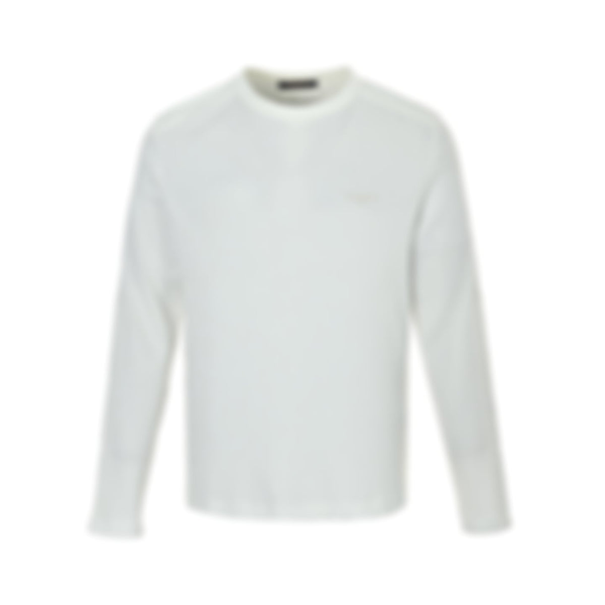 Waffle Knit Paneled Long-Sleeve T-Shirt - White