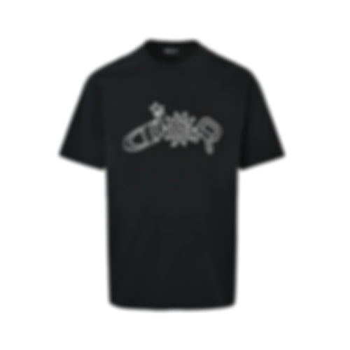 Stylized Embroidered Logo T-Shirt | Black