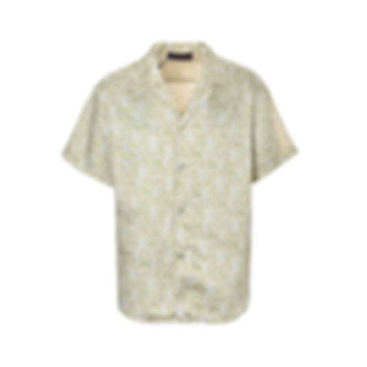 Typographic Print Short-Sleeve Shirt | Cream & Green