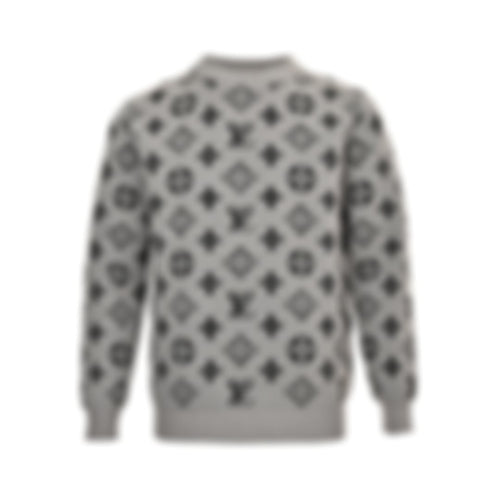 Monogram Jacquard Knit Sweater | Grey & Black