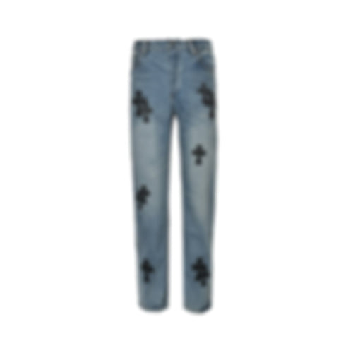 Cross Patch Denim Jeans | Blue