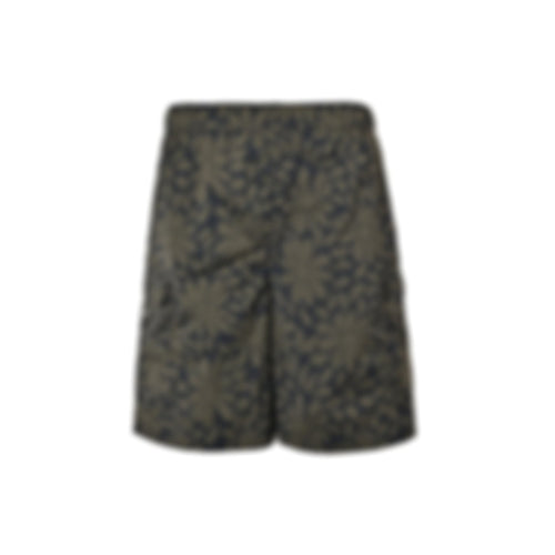 Floral Print Nylon Cargo Shorts | Olive Green