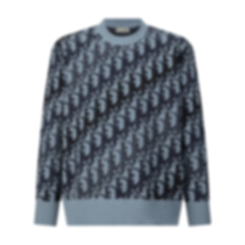 Oblique Terry Cotton Jacquard Crewneck | Blue