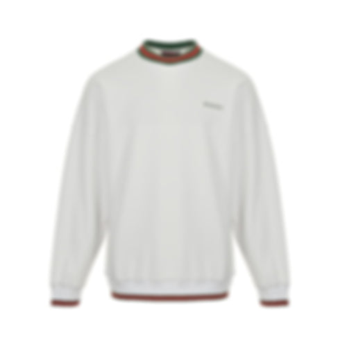 Embroidered Logo Web Trim Sweatshirt | White