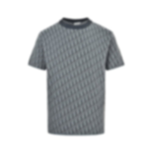 Oblique Jacquard Short-Sleeve Knit T-Shirt | Grey/Navy