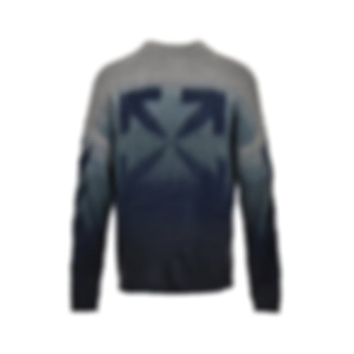 Gradient Arrows Brushed Knit Sweater | Grey & Navy Blue