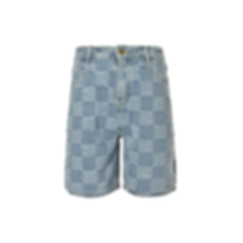 Textured Damier Denim Shorts | Light Blue