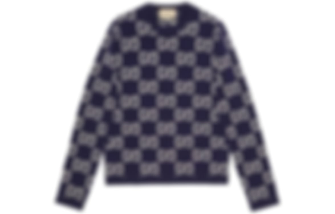 Cotton Wool Picot Trim Sweater - Navy