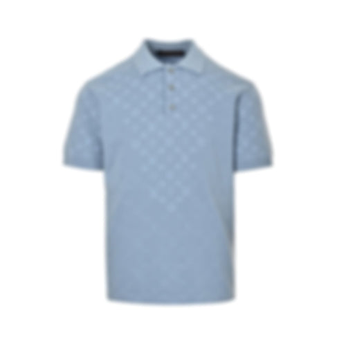 Monogram Jacquard Knit Polo Shirt - Light Blue