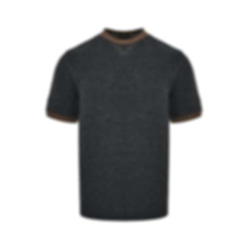 Contrast-Trim Knit T-Shirt | Charcoal Grey