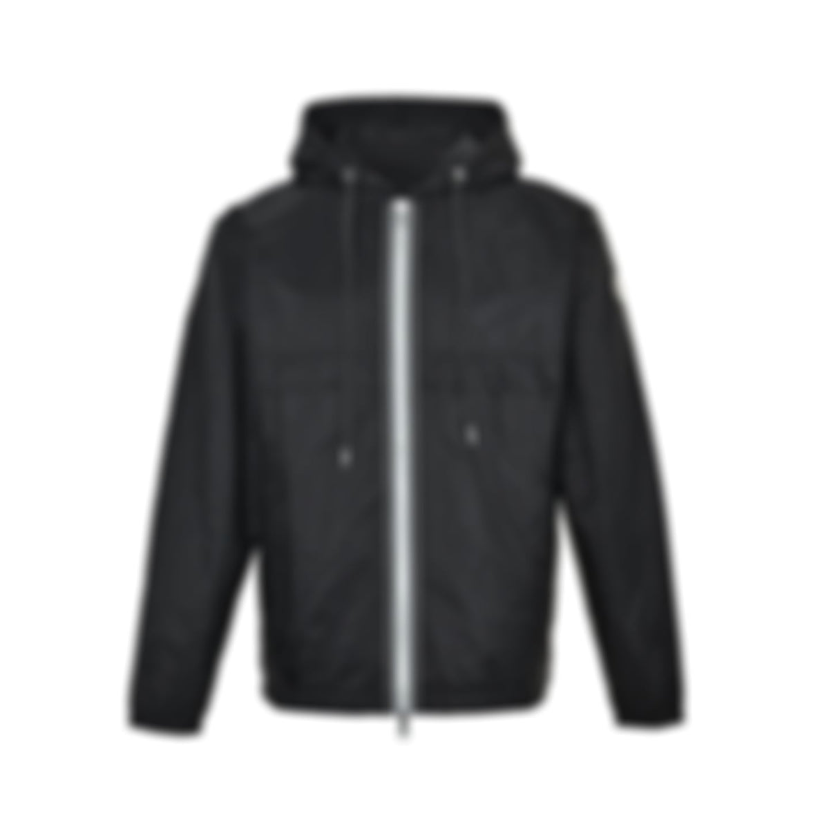 Striped-Trim Hooded Windbreaker - Black