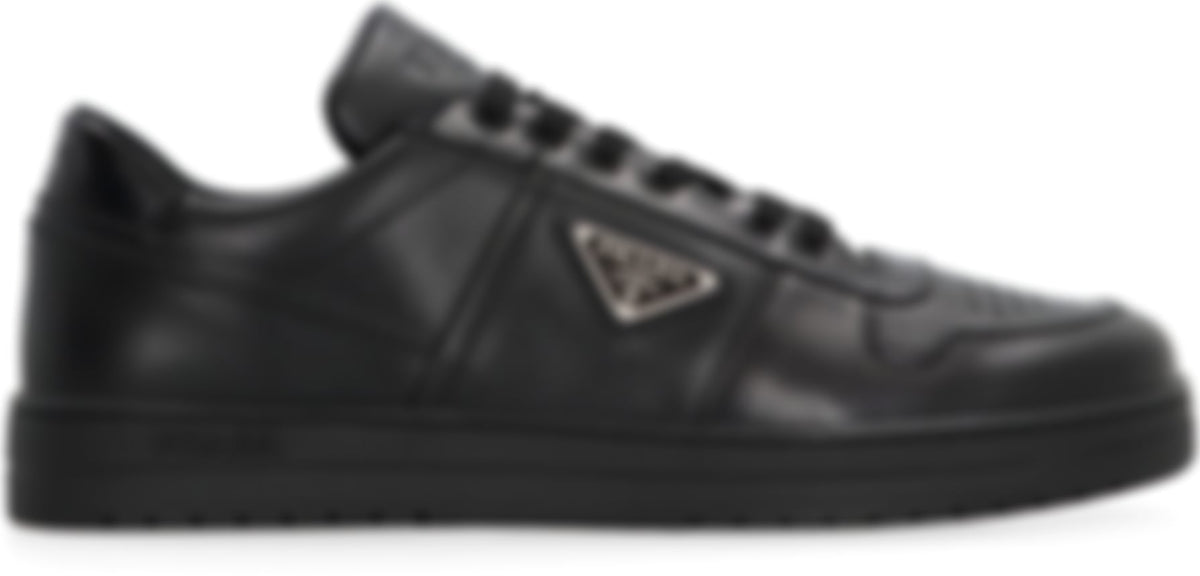 Leather Triangle Logo Sneakers | Black
