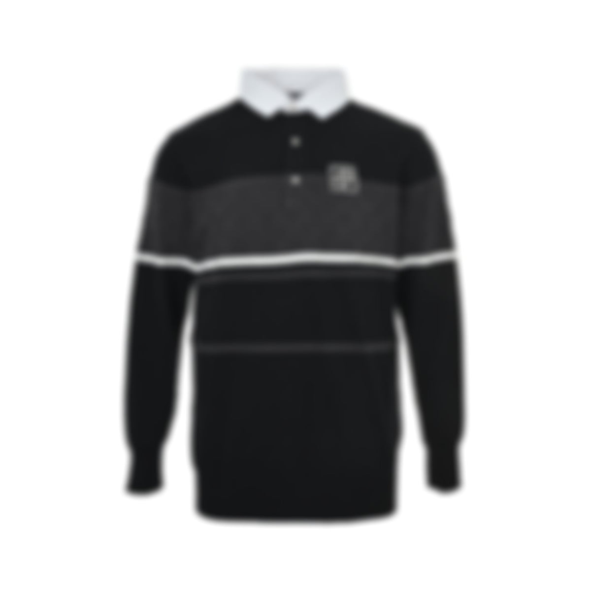 Monogram Band Long-Sleeve Rugby Polo | Black