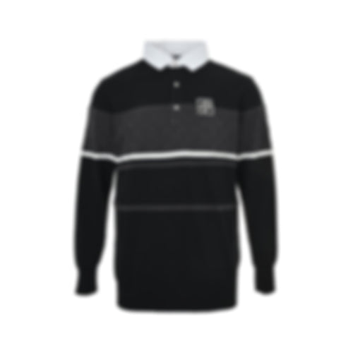 Monogram Band Long-Sleeve Rugby Polo | Black