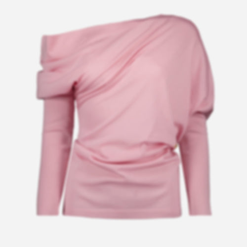Draped Collar Wool Sweater