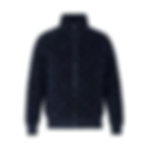 Monogram Fleece Zip-Up Jacket | Navy