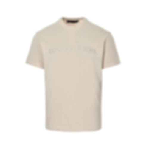 Pointelle Logo Knit T-Shirt - Beige