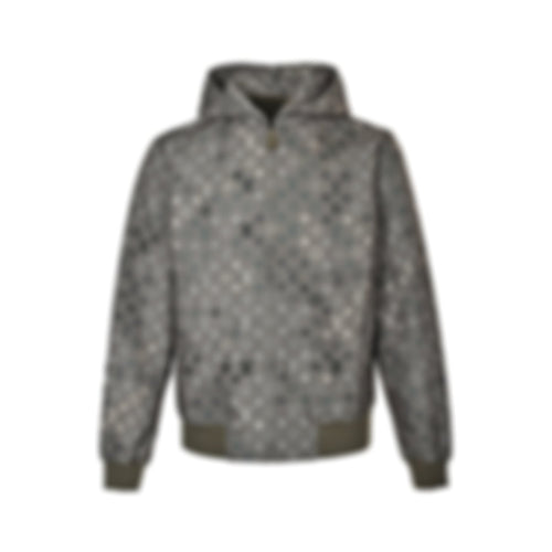 Beaded Monogram Canvas Hooded Jacket - Taupe/Grey