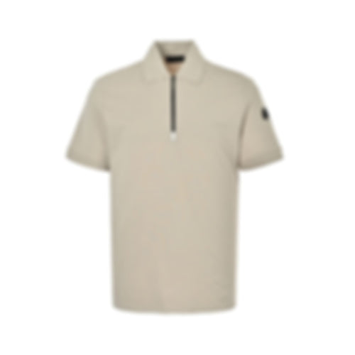 Zip-Neck Polo Shirt - Beige