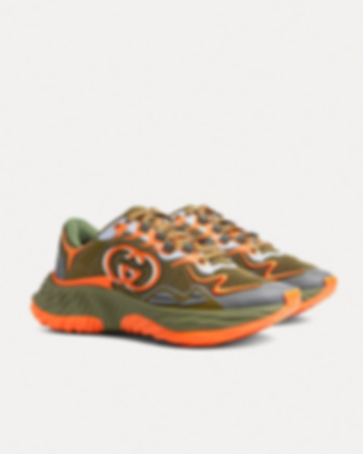 Ripple Mesh Sneaker | Olive Green & Orange