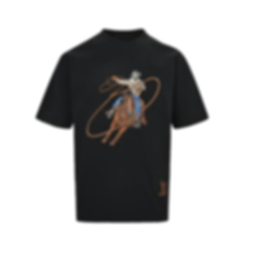 Embroidered Cowboy T-Shirt - Black