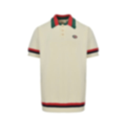 Web Stripe Ribbed Knit Polo