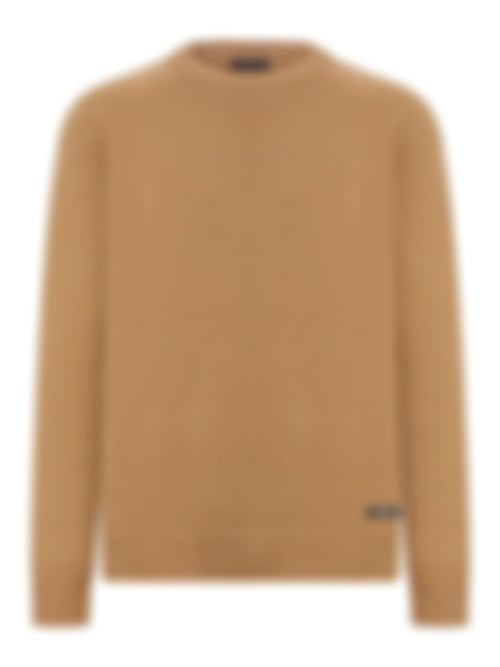Textured Knit Crewneck Sweater | Camel