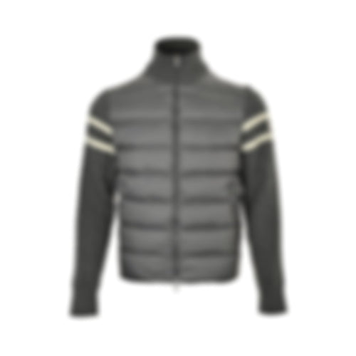 Cable Knit Sleeve Quilted Down Cardigan | Grey