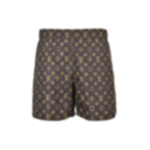 All-Over Monogram Swim Shorts - Brown