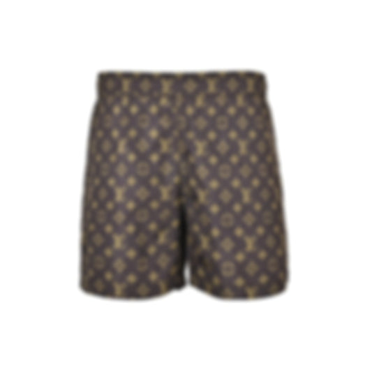 All-Over Monogram Swim Shorts - Brown
