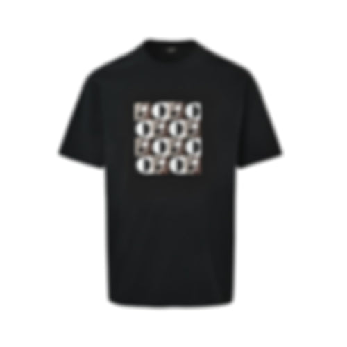 Geometric Embroidered Patch T-Shirt | Black