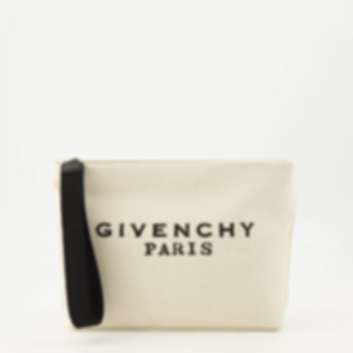Beige Canvas Clutch
