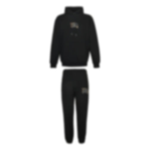 Check Equestrian Knight Embroidered Cotton Tracksuit | Black