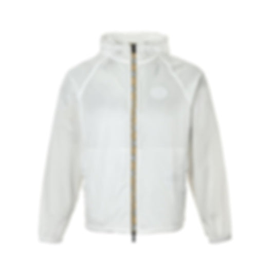 Vintage Check Trim Hooded Jacket | White