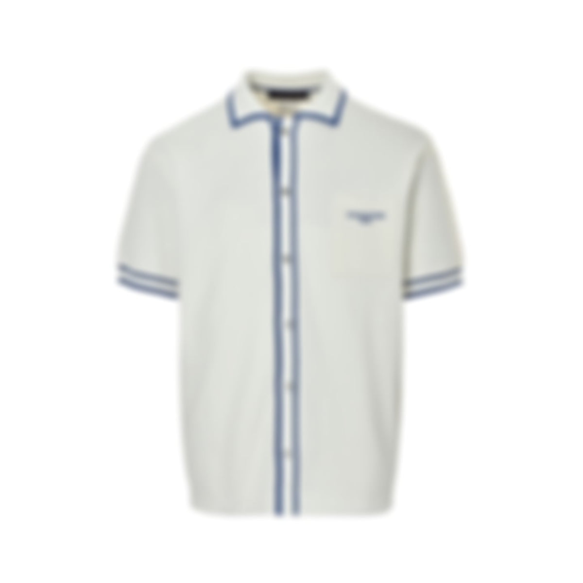 Contrast Trim Knit Shirt - White