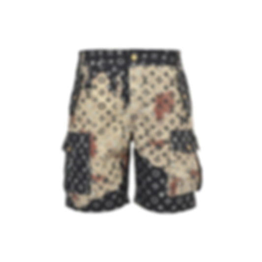 Bleached Monogram Denim Cargo Shorts