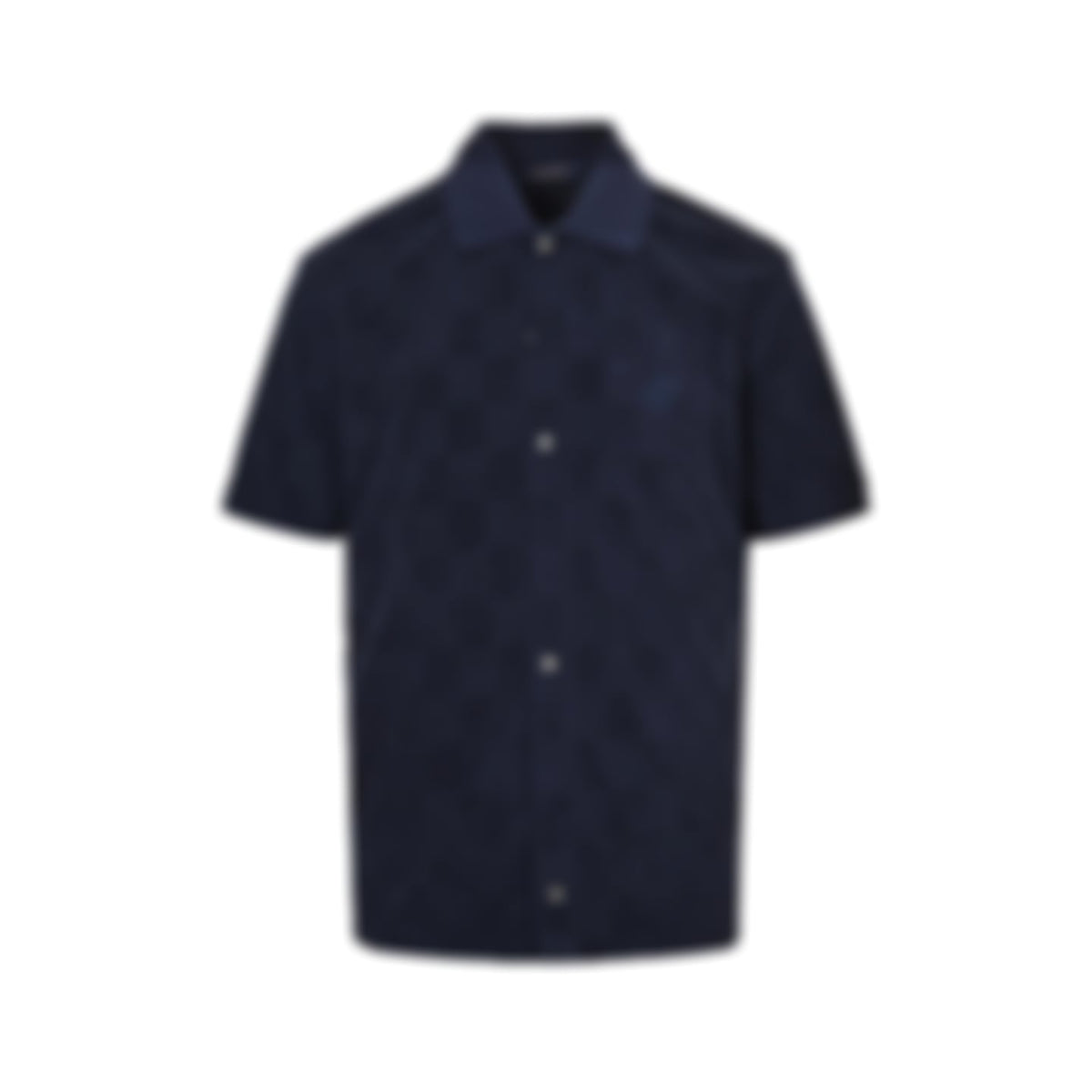 Damier Terry Cloth Button-Down Shirt | Navy Blue