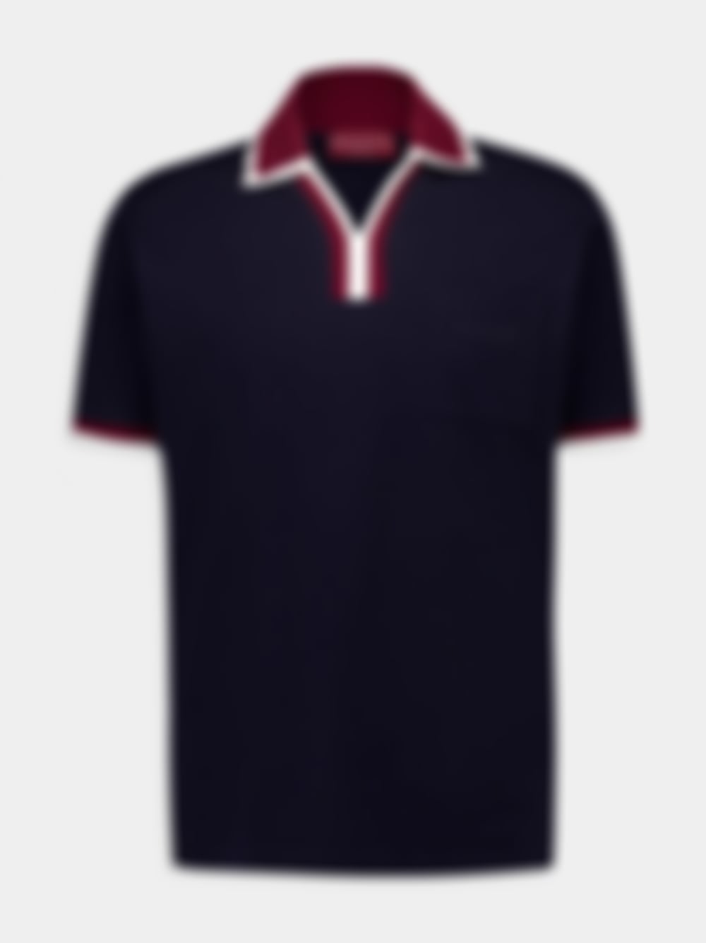 Contrast-Trim Johnny Collar Polo | Navy Blue