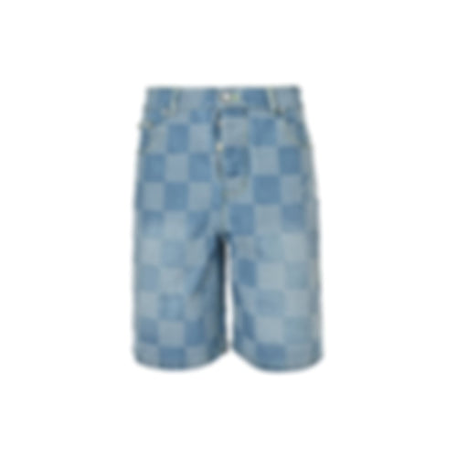 Damier Stitch Denim Shorts | Blue