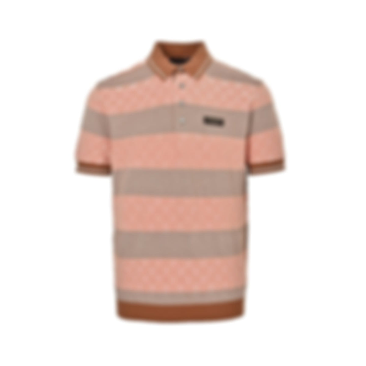 Damier Stripe Knit Polo - Coral/Beige