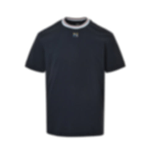 Striped Collar FF Logo T-Shirt | Dark Navy