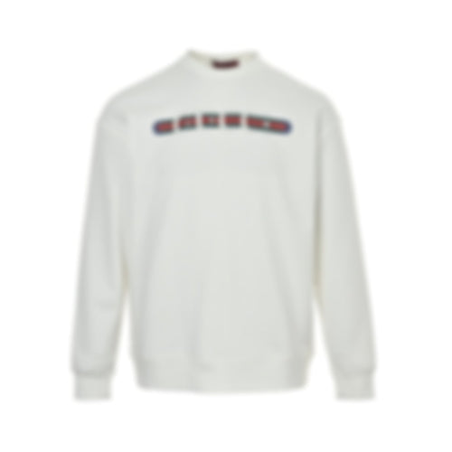 Web Stripe Logo Crewneck Sweatshirt - White